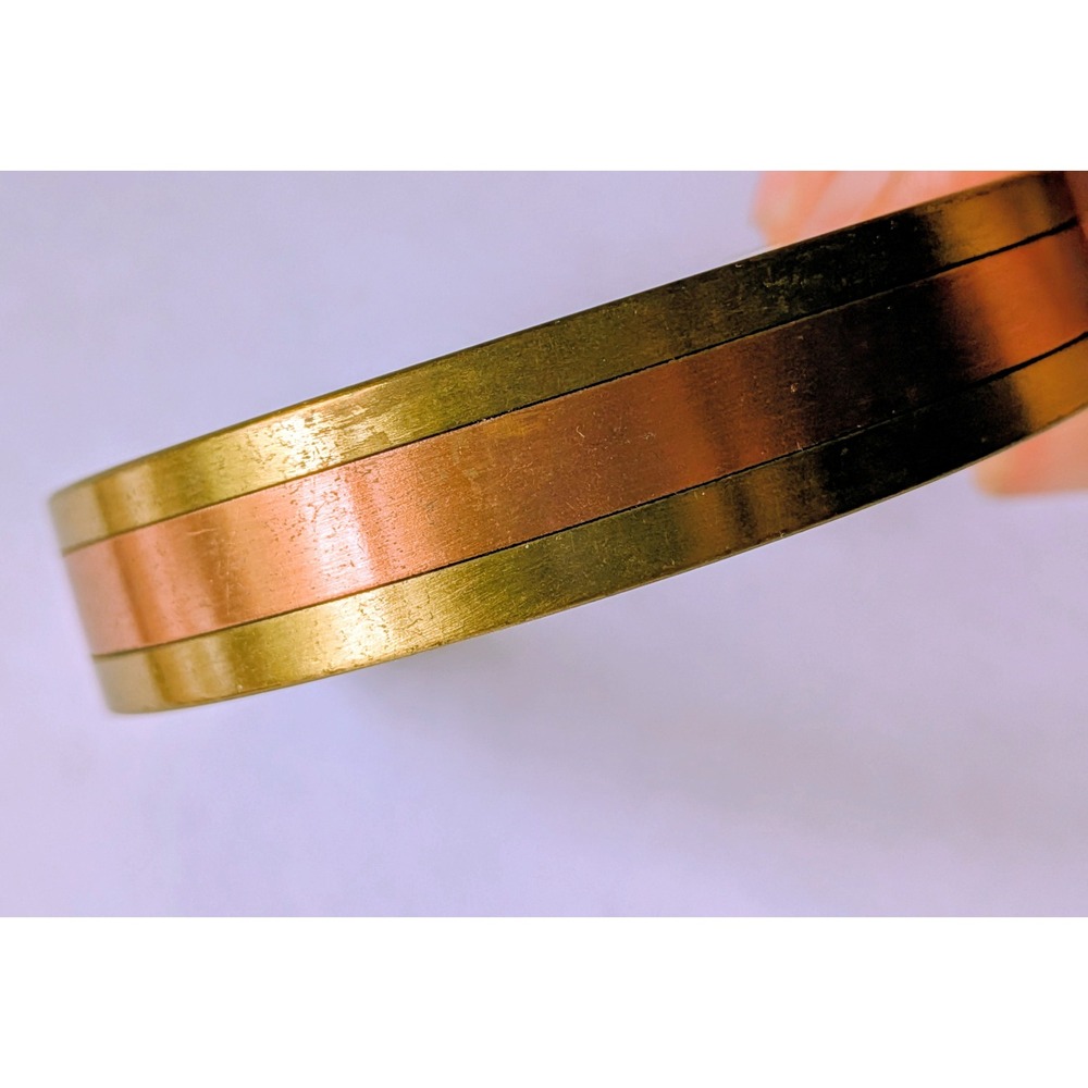 Brass Copper Cuff Bracelet Boho Rustic Mixed Metal Minimalist Stackable Earthy